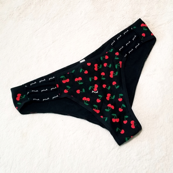 Victoria's Secret PINK Cherry Logo Cheekster Tanga Strappy Panty NWT - Picture 2 of 9